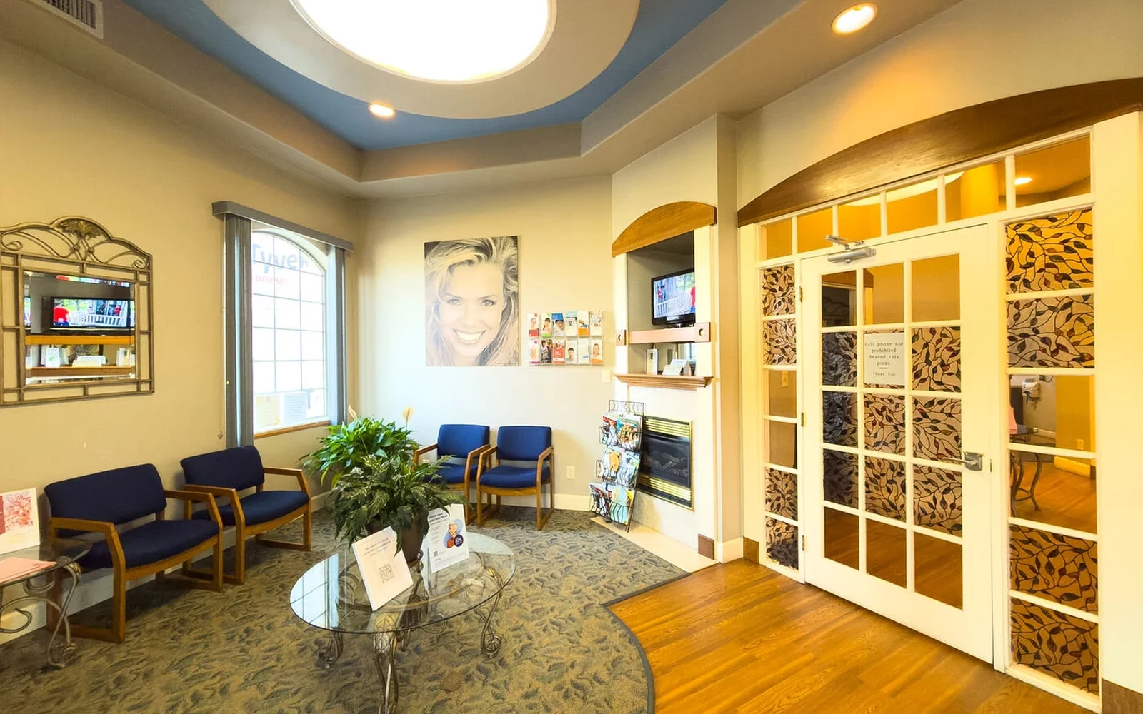 The reception area at Hughes Dental Arts Implant Center in Herrin, Illinois
